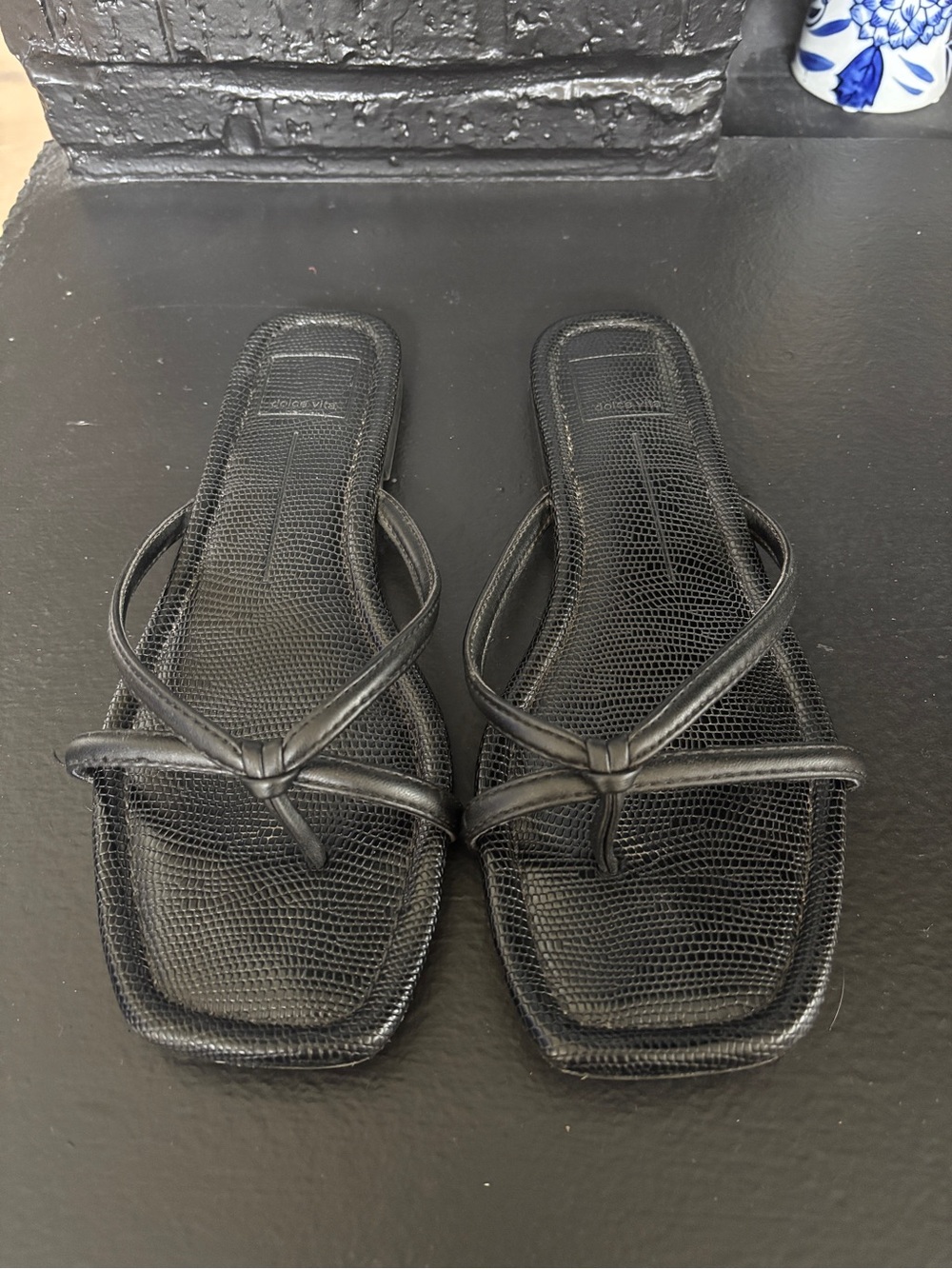 Dolce Vita Black Square-Toe Knot Thong Sandals - Women